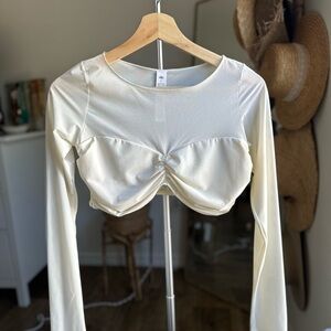 ALO Yoga Cream Long Sleeve Crop Top